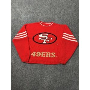 Womens Knit San Francisco 49ers 90s Red Crewneck Sweater, Size S